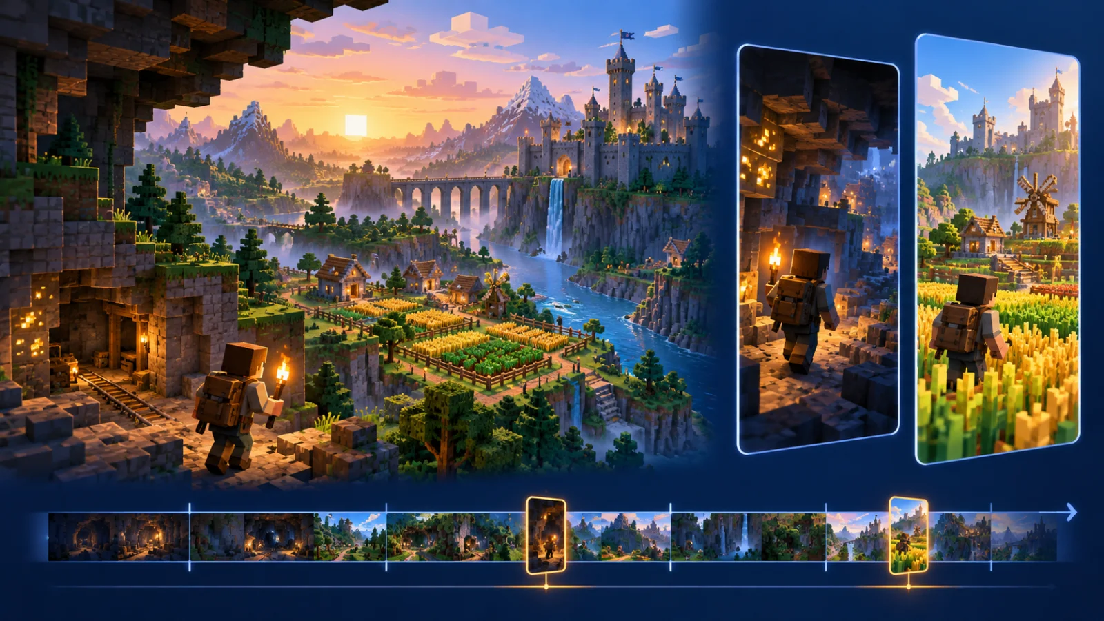 A long voxel adventure transformed into vertical story clips