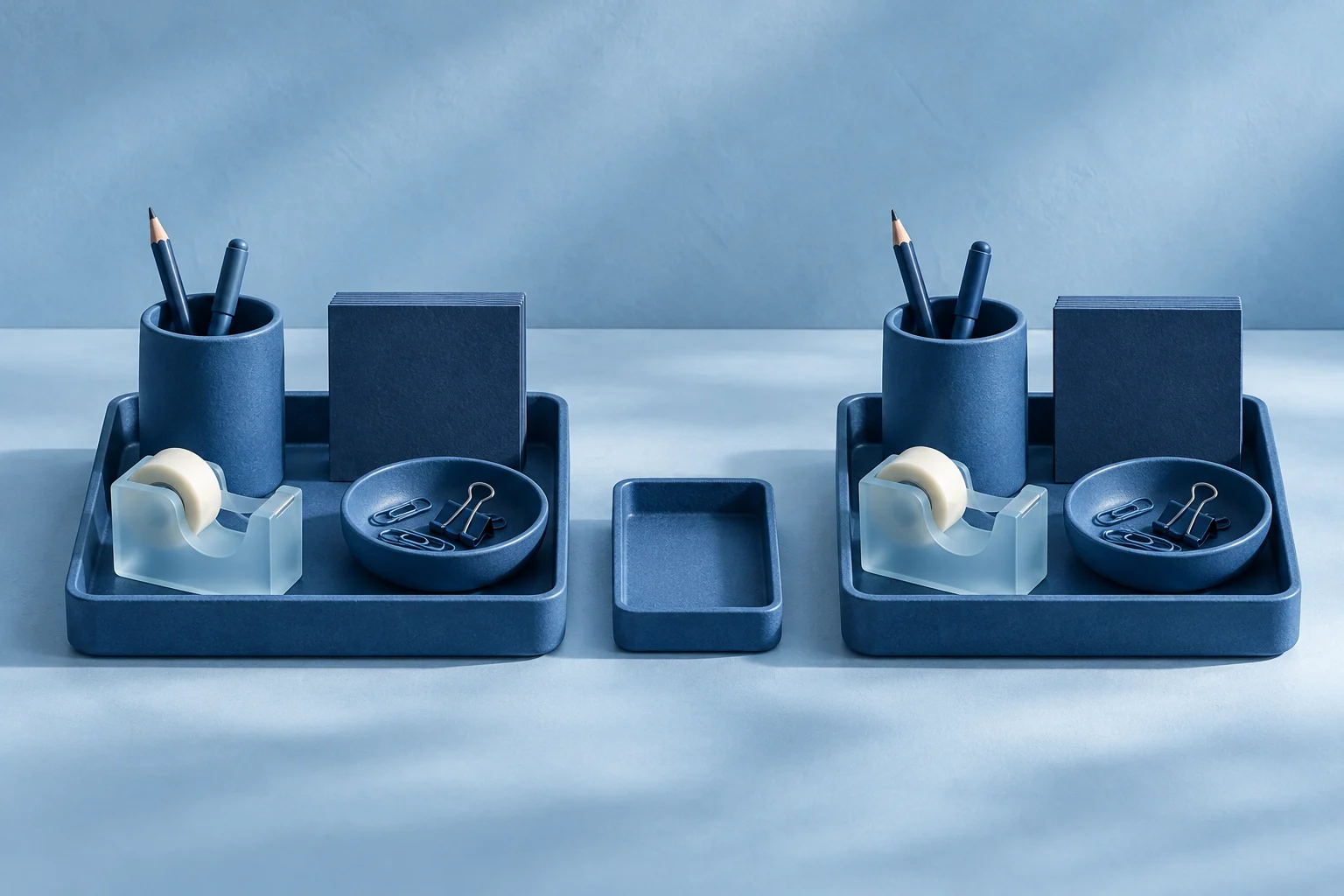 The same neutral task objects before and after a change, arranged side by side with matching conditions; no clocks, numerical savings or performance claims.
