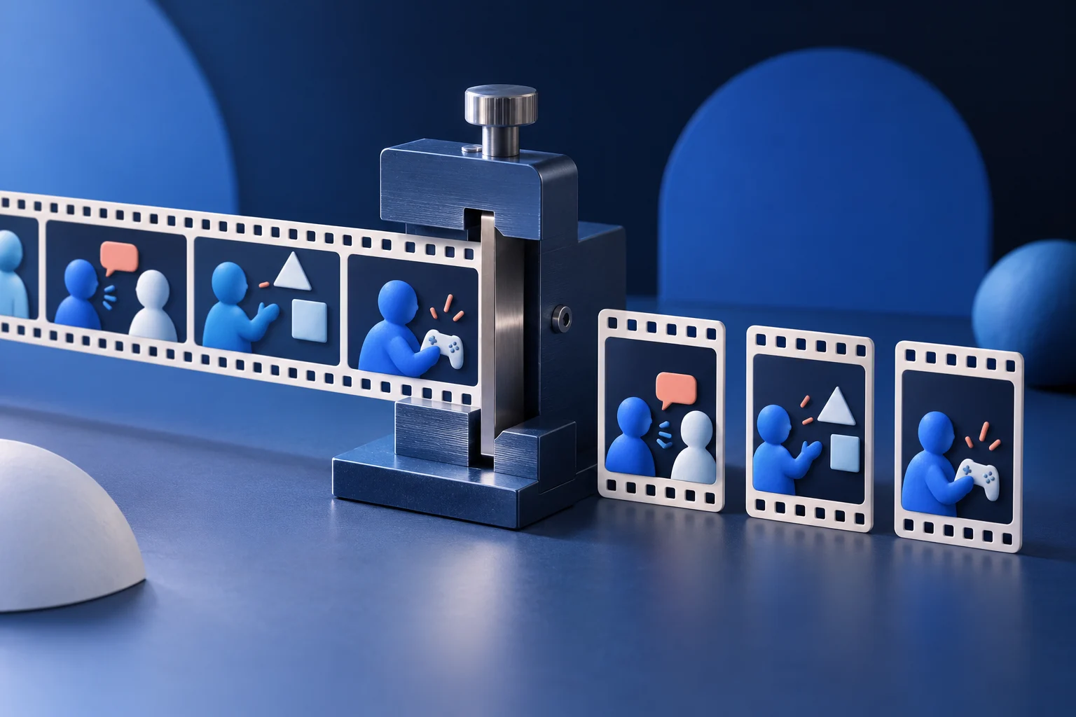 A conceptual illustration of alternative video production inputs and outputs.